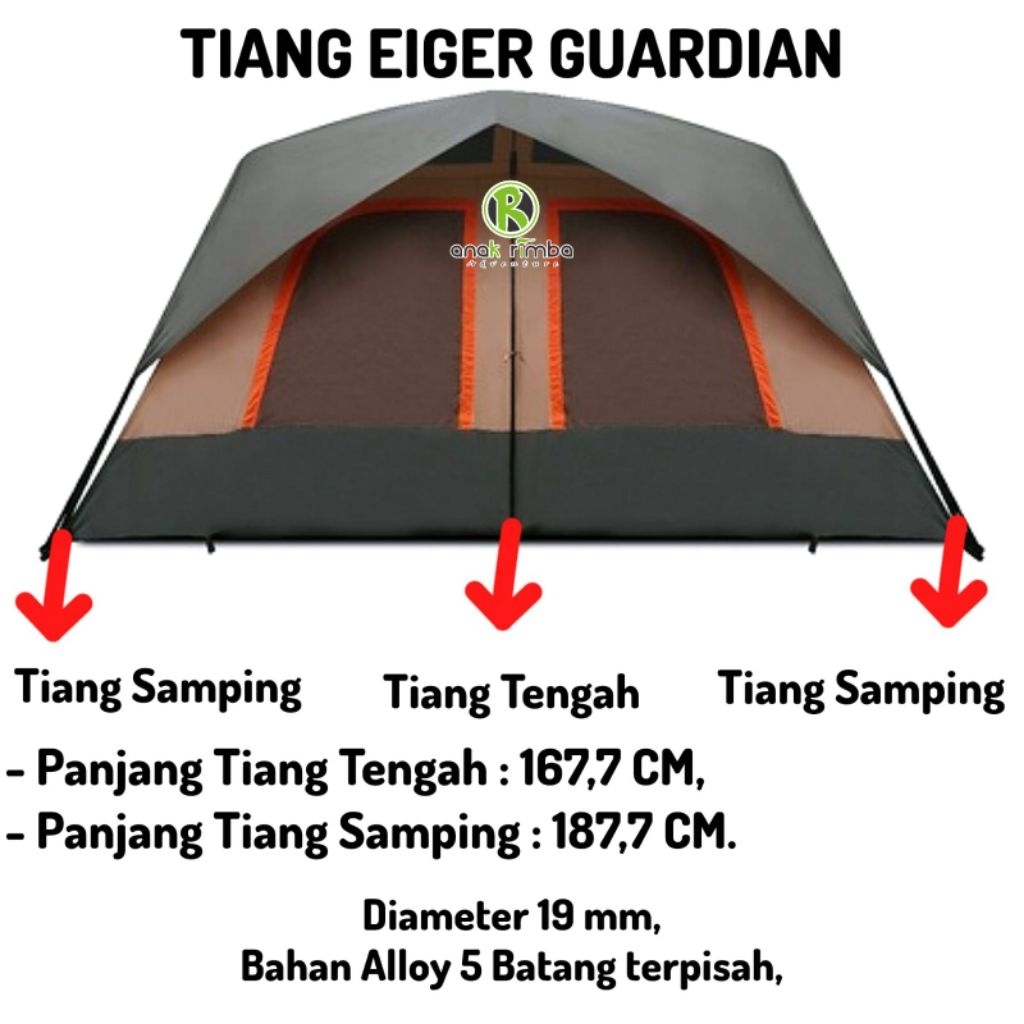 TIANG TENDA DOME EIGE R GUARDIAN ALLOY TENDA GLAPING
