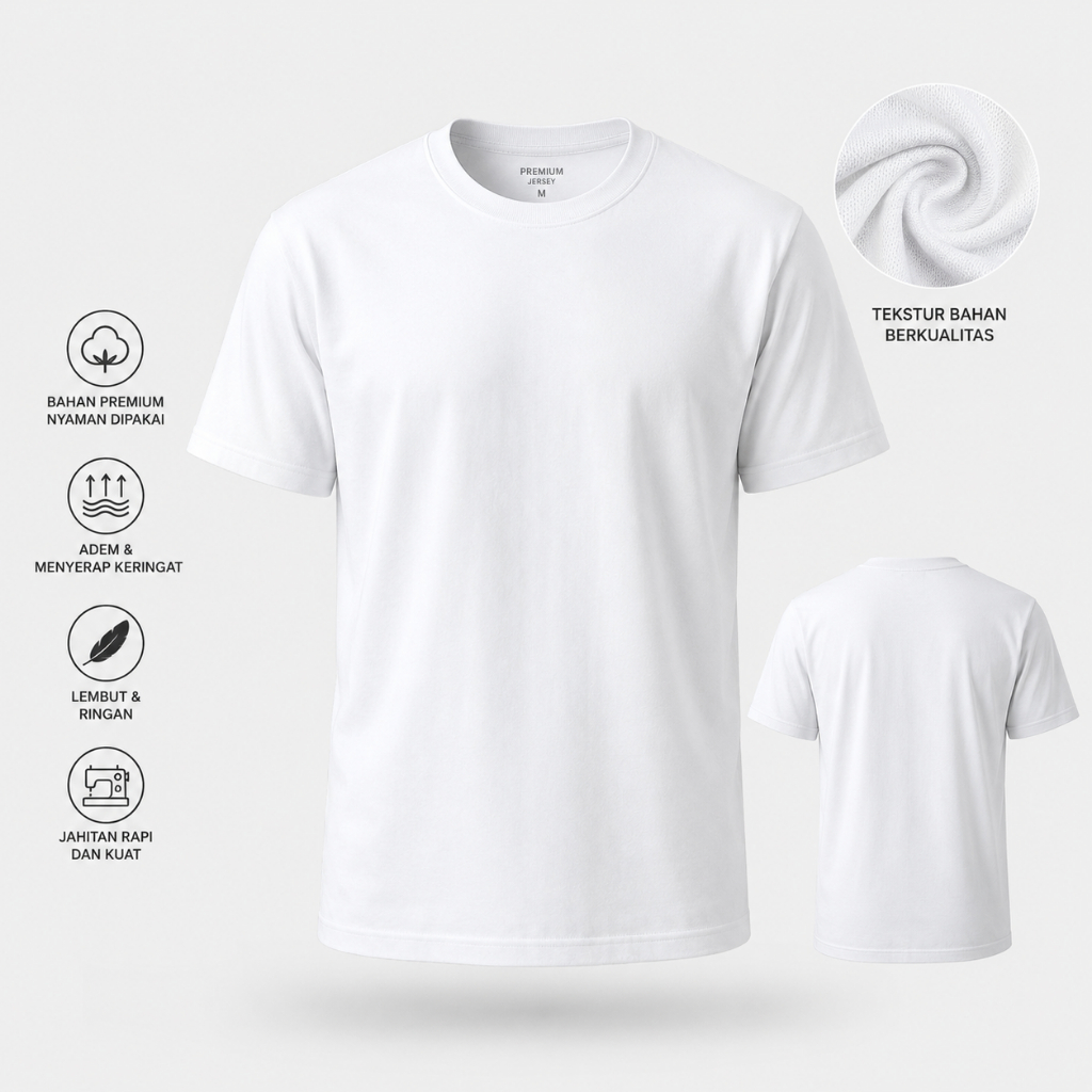 Kaos Jersey Brazil Putih Polos Size XXL unsex Tahan Lama