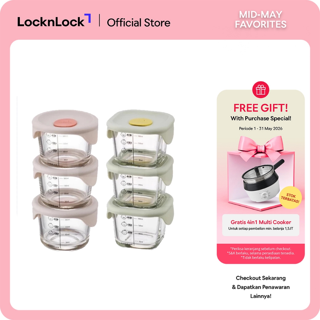 LocknLock Oven Glass Food Container MPASI Bayi 3Pcs 230ml