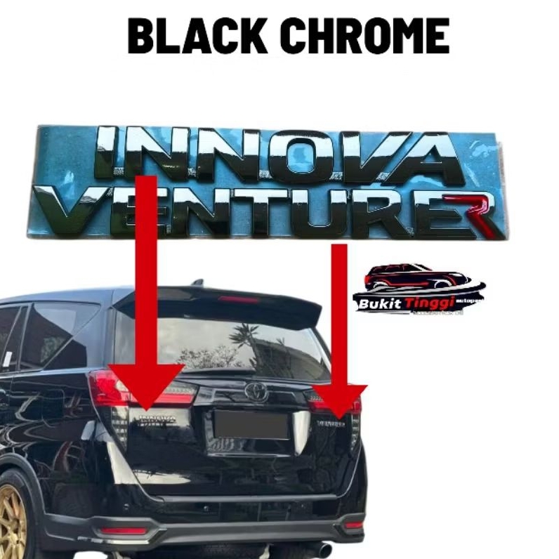 emblem tulisan innova venturer black chrome