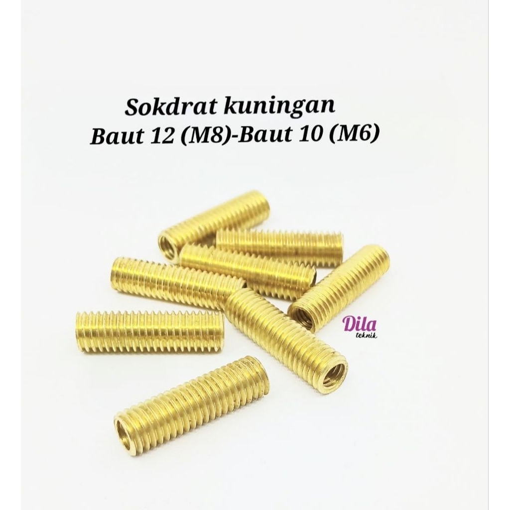 Sok drat M8 ke M6 Kuningan Sok Drat Blok mesin