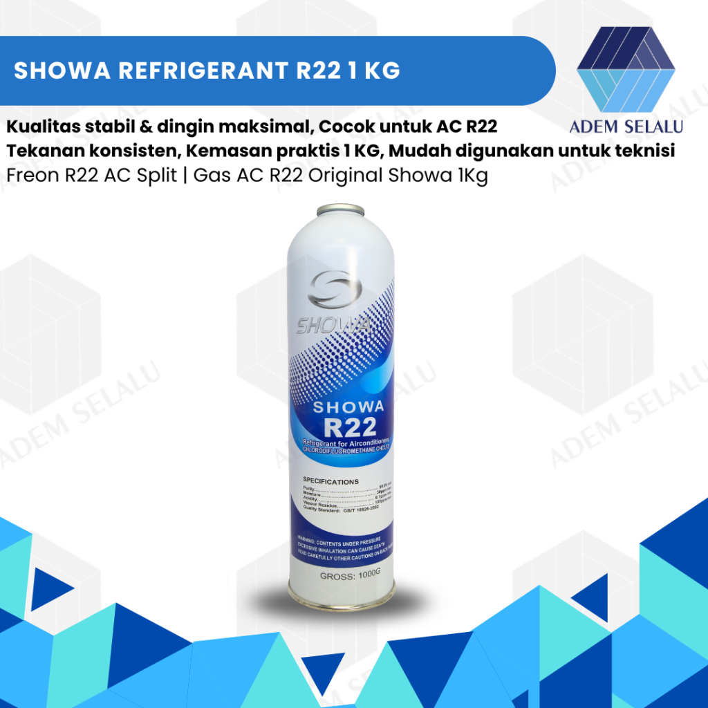 Showa Refrigerant R22 1 KG | Freon R22 AC Split | Gas AC R22 Original Showa 1Kg
