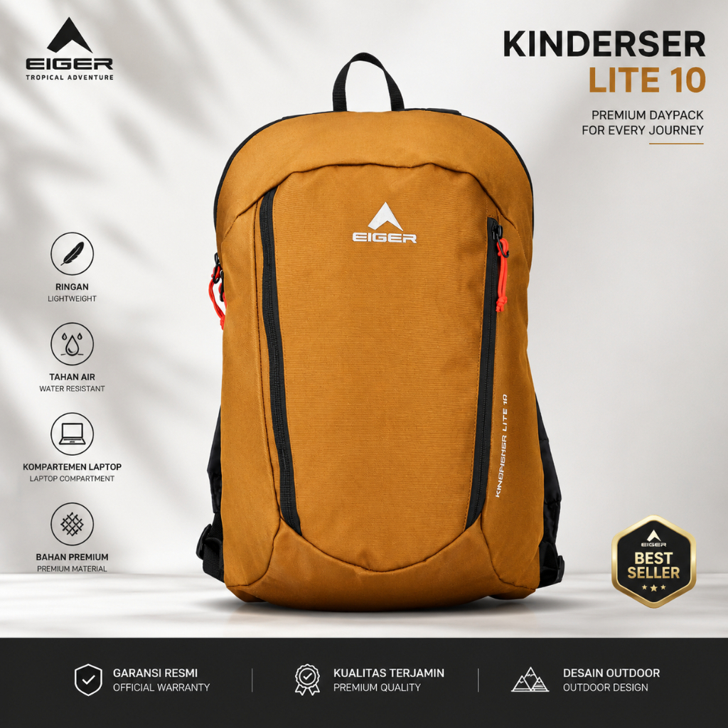 “Tas Eiger KINGFISHER Lite 10 Original – Tas Ransel Pria Premium, Ringan, Waterproof, Tas Laptop & O