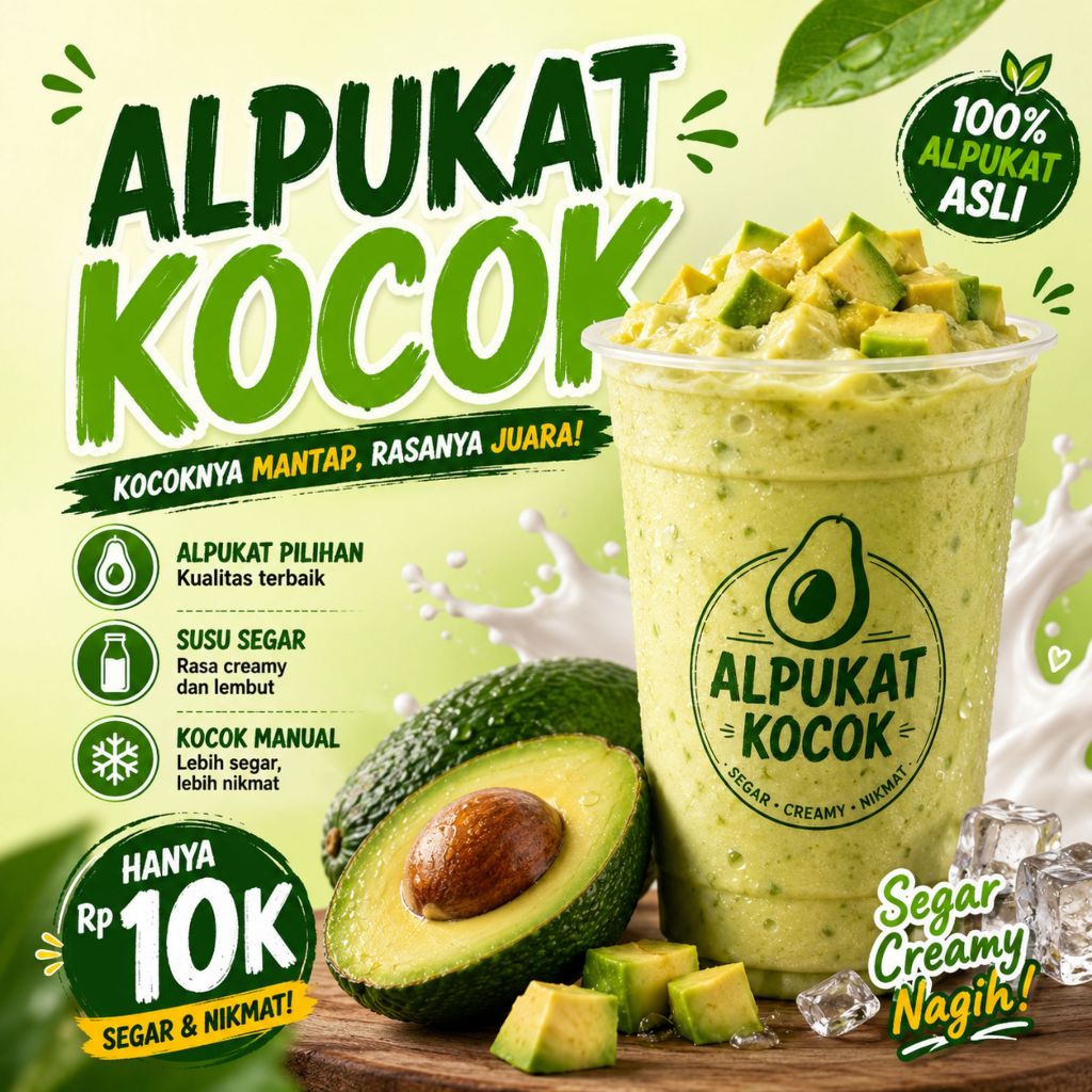 Spanduk Banner Alpukat Kocok Juice Es Campur Kelapa Bisa ganti tulisan dan gambar free desain murah