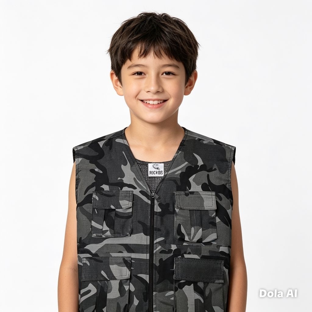 Rompi Vest Anak Motif Loreng / Rompi Army Anak Vest