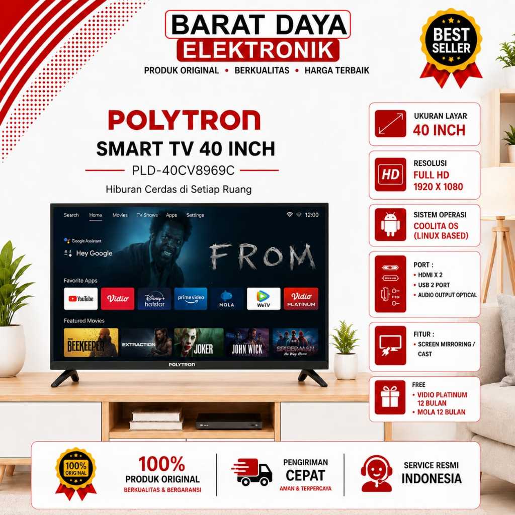 LED POLYTRON SMART DIGITAL TV 40 PLD 40CV8969C LED SMART TV SMART