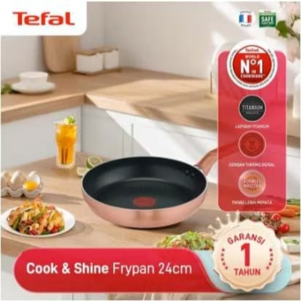 TEFAL WOK PAN 24CM COOK N SHINE - TEFAL WAJAN ANTI LENGKET
