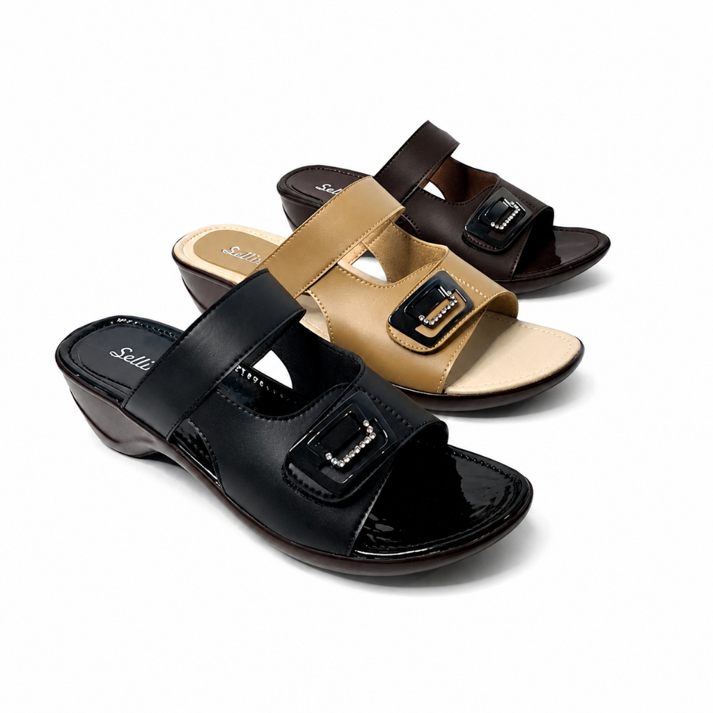 Wedges wanita wedges pesta sandal wedges 3cm minimalis wedges cantik ibu kondangan