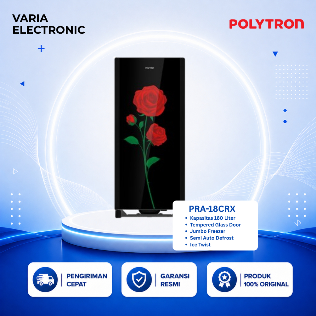POLYTRON PRA-18CRX 180 Liter Kulkas 1 Pintu Belezza Glass Door