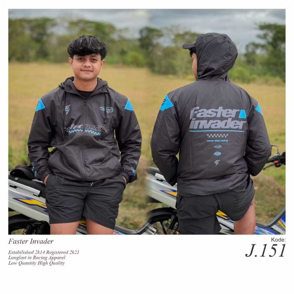 Hoodie Racing Faster Invader Microfiber Bahan Jersey/Lotto Tebal