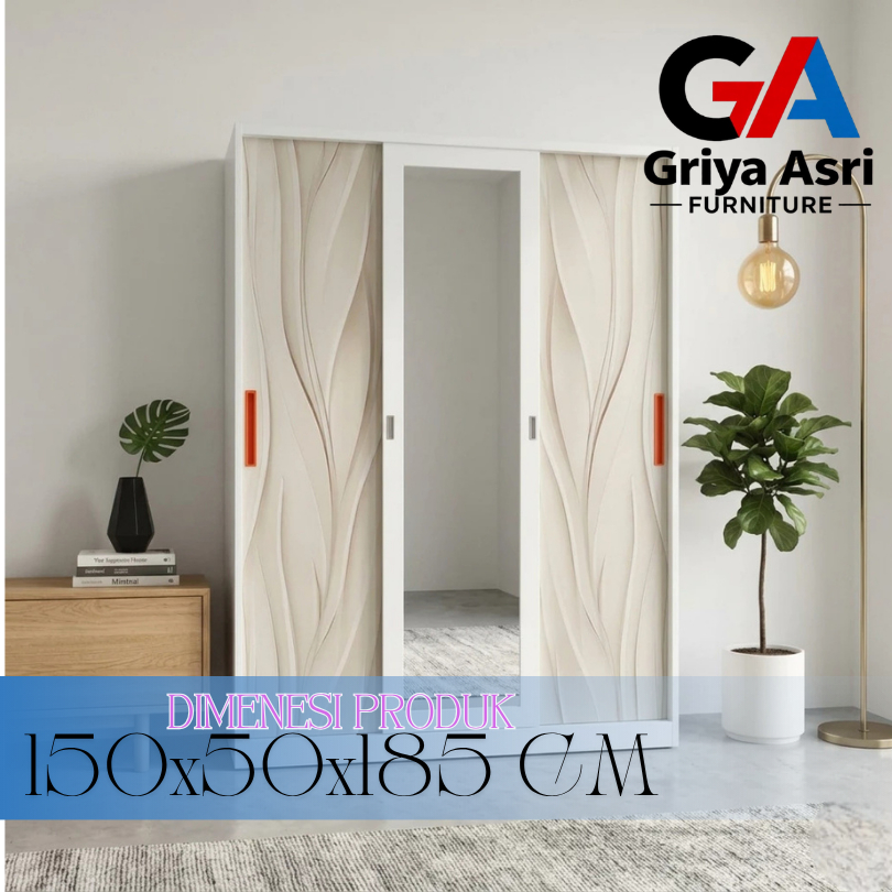 Lemari Besi Sleding 3 Pintu 150cm