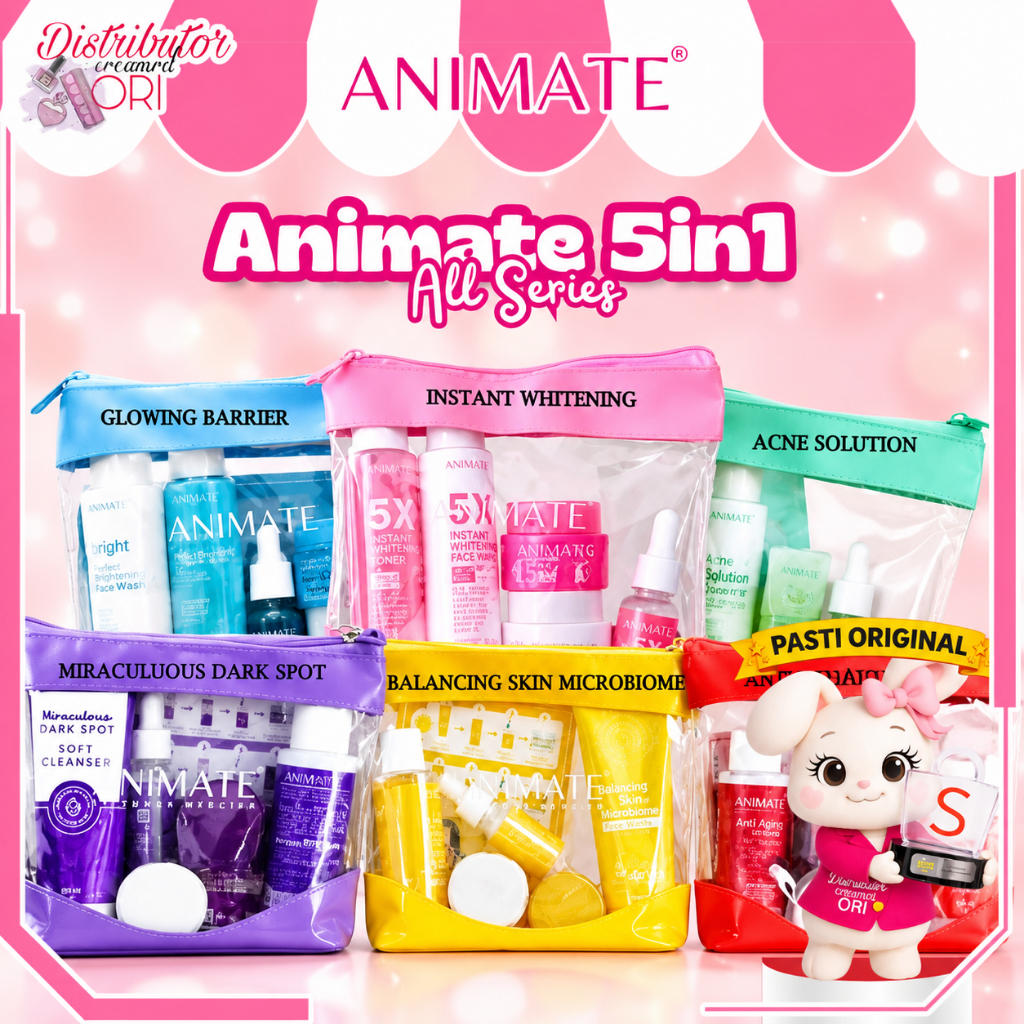 ANIMATE Paket SKINCARE Series 5in1 - Whitening | Glowing | Acne | Dark Spot | Anti Aging | Balancing