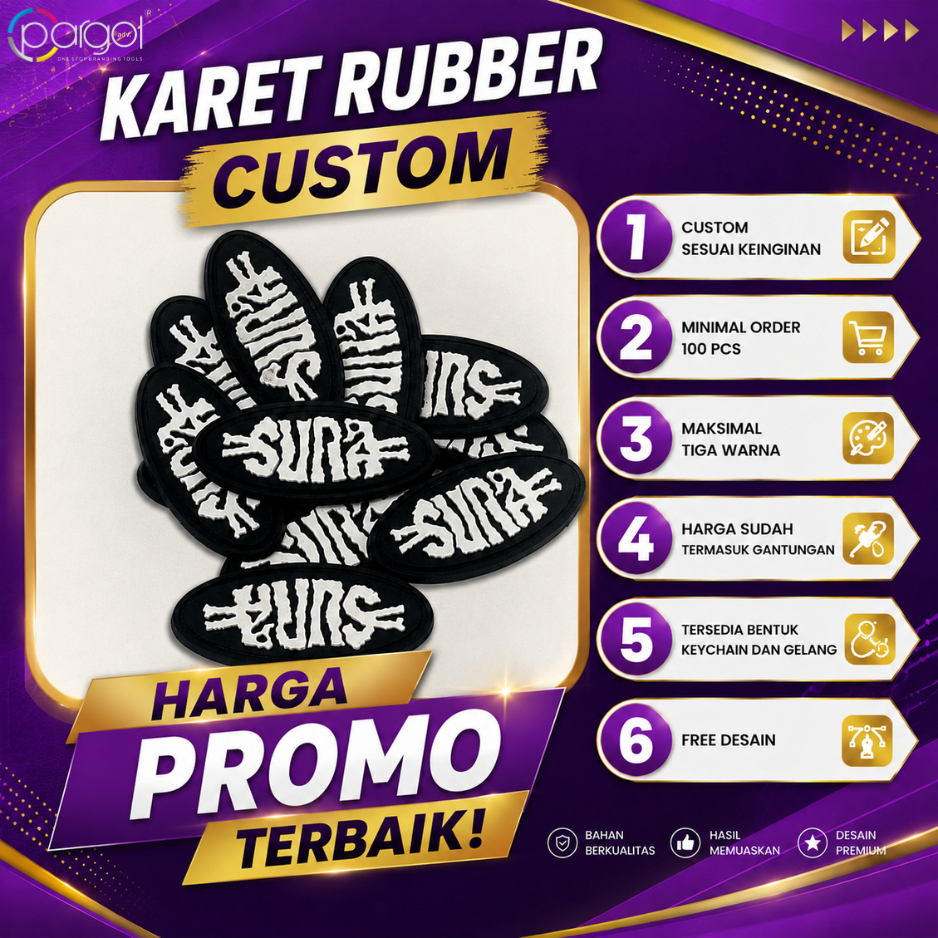 Karet Rubber Custom – Karet Keychain & Gelang – Termasuk Desain Gratis