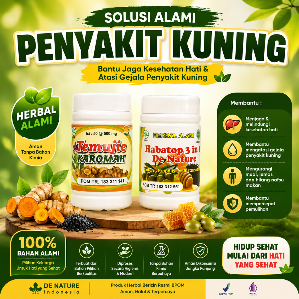 Obat Perlemakan Hati, Pembesaran Liver Herbal Temujie Habatop 3 in 1 De Nature ORI - 1 Botol Isi 50 