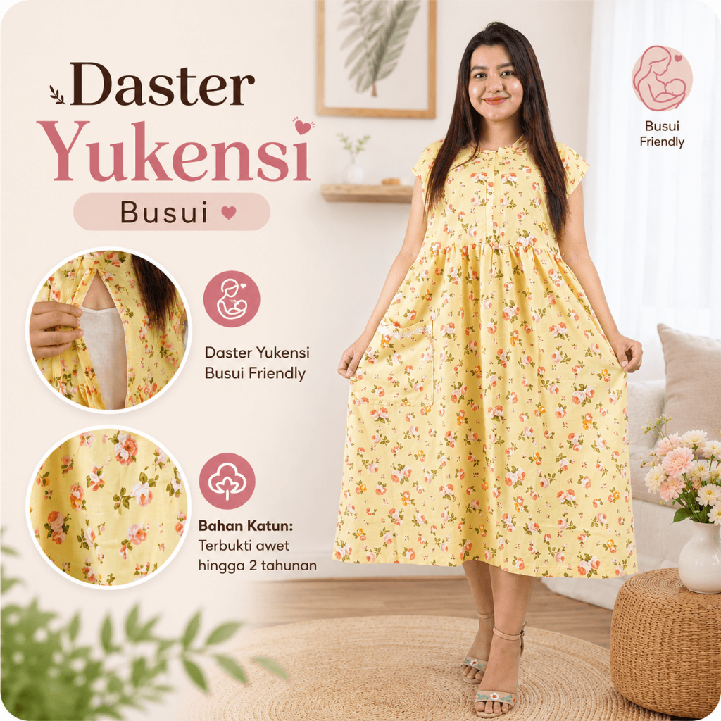 Daster Dress Wanita Jumbo Yukensi Lekbong Lobek Korean Style Katun LD 100 - LD 150