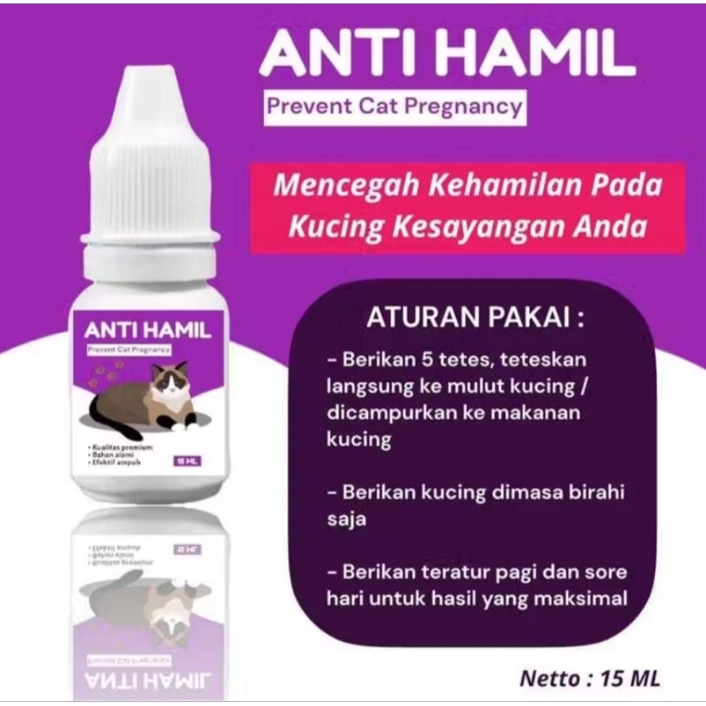 ANTI HAMIL KUCING (15ml) mencegah kehamilan dan proses ovulasi pada kucing obat kb kucing anti hamil