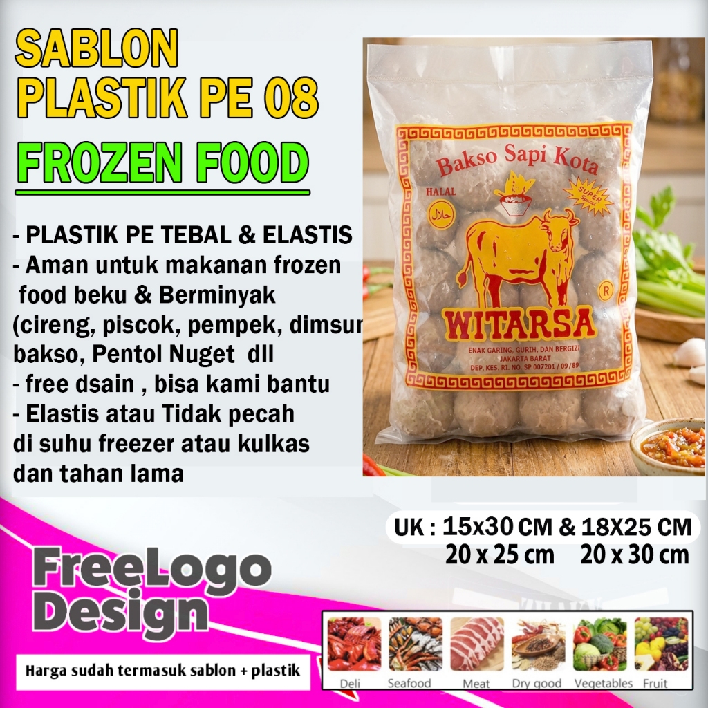 Plastik  Bakso  Frozen food sablon II Tebal 08