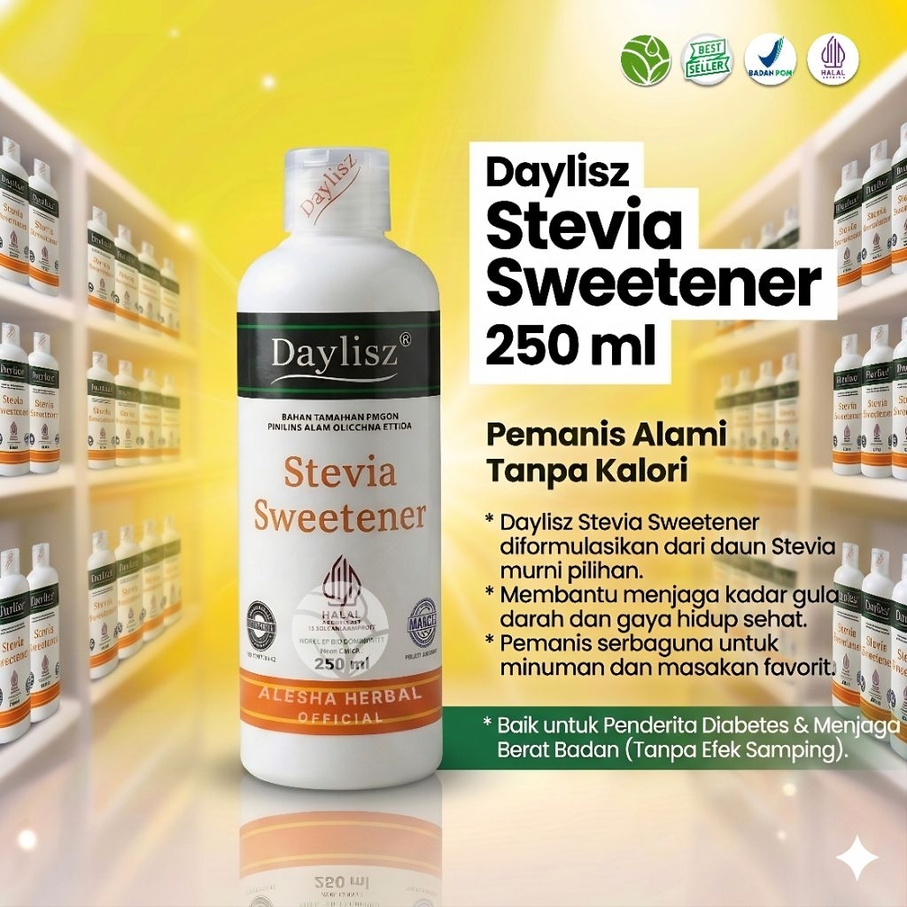 Gula Cair DAYLISZ STEVIA SWEETENER Pemanis Alami 250 ml Solusi Gula Buat Penderita Sakit Diabetes.