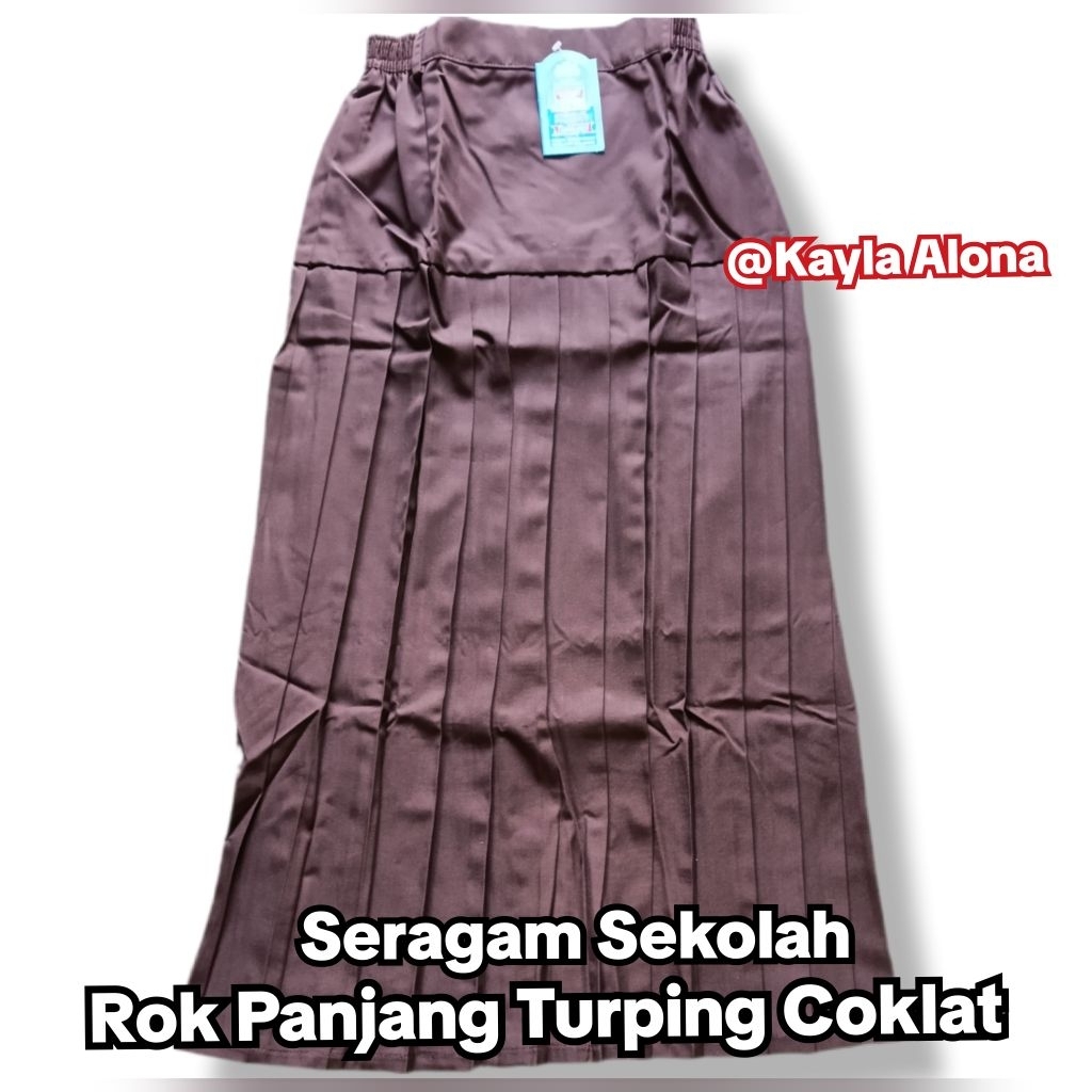Seragam Sekolah Rok Plisket Panjang Coklat Pramuka Turun Pinggang ( Turping )  | Seragam Rok Plisir 