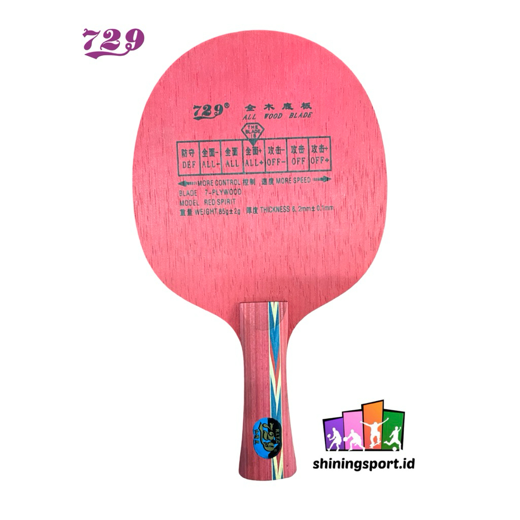 Kayu Bet Pingpong Tennis Meja Standar ITTF 729 Hong Jing Ling Control Speed 100% Original