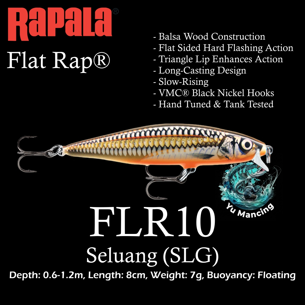 Lure Rapala Flat Rap FLR10 Seluang (SLG) - Umpan Casting Minnow 10cm 12gr  Depth 0,9-1,5m