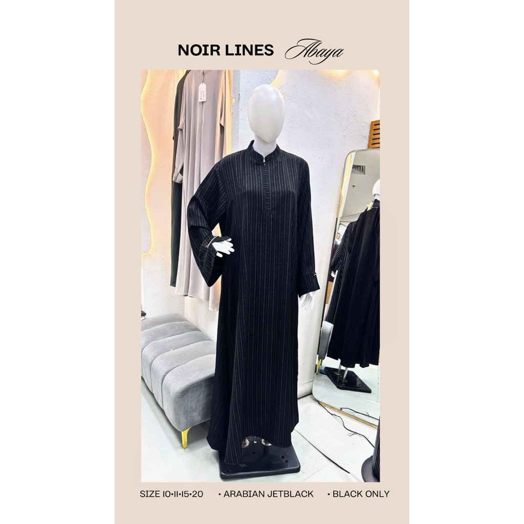 Armanie Abaya Salur || Noir Lines premium arabian jetblack