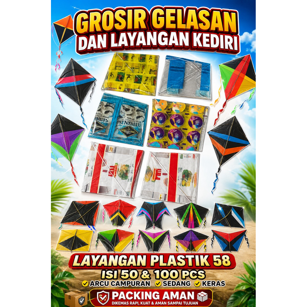 Layangan plastik 100 pcs murah grosir