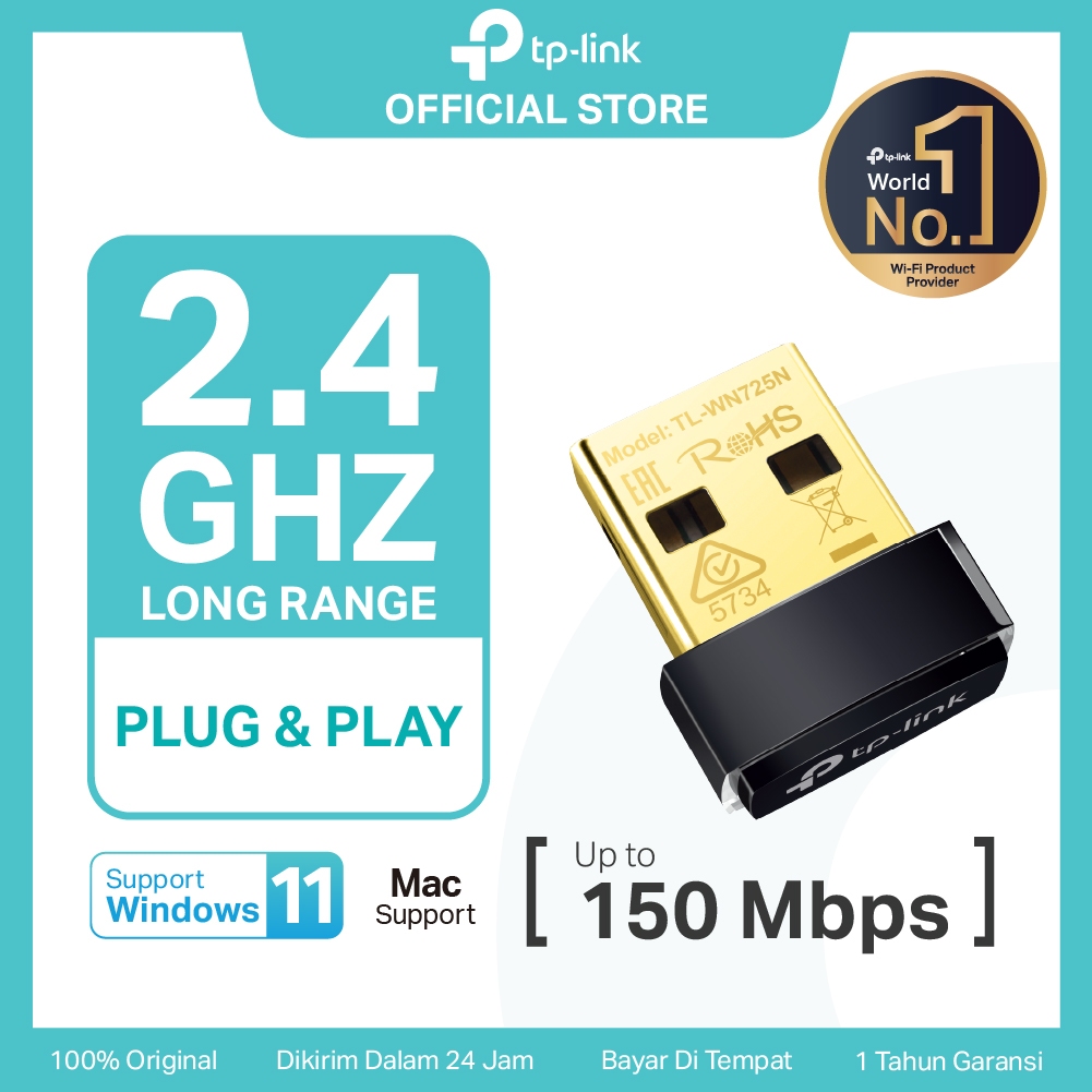 TP-Link TL-WN725N | USB WiFi Adapter |  WiFi Receiver | 150Mbps Wireless N | Dongle | Laptop PC MAC