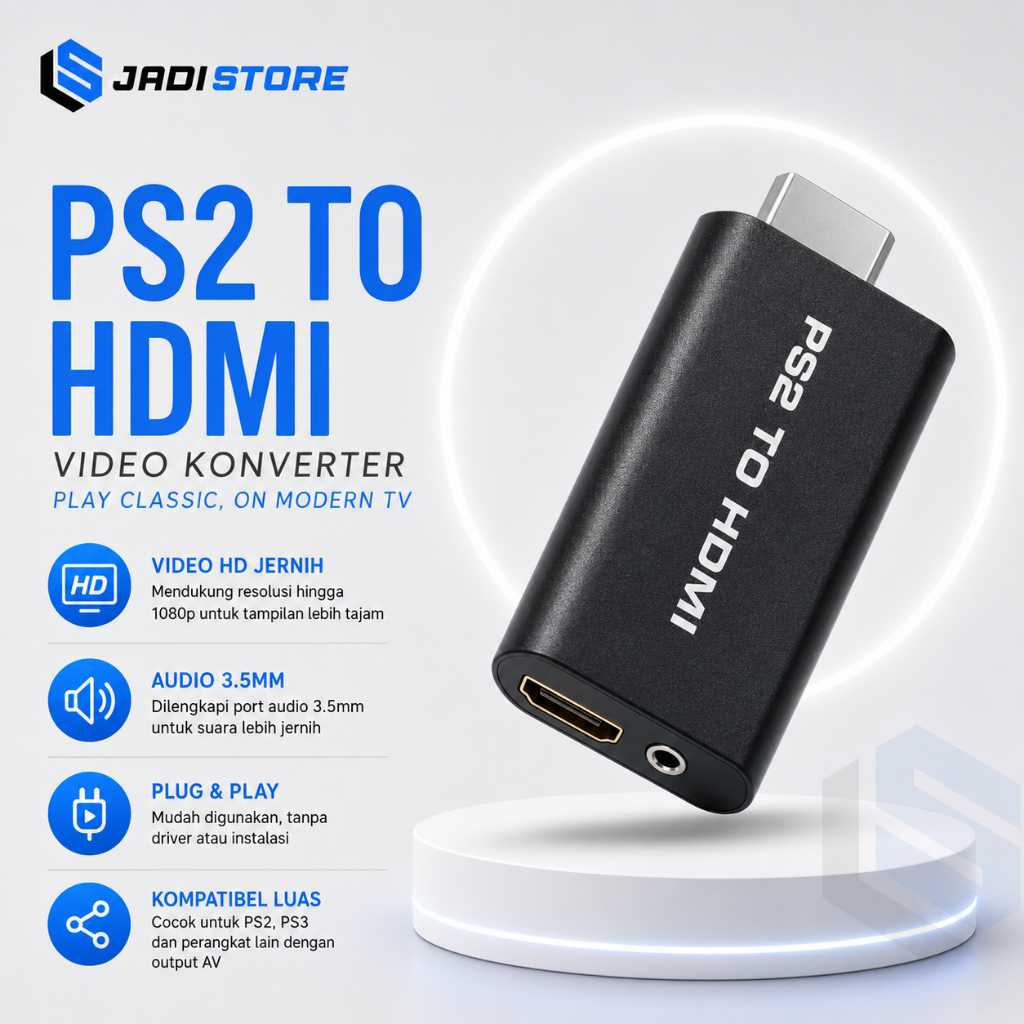 Video Konverter PS2 ke HDMI HDTV dengan 3.5mm Port - G300 PS2 to HDMI Converter Adapter Konverter PS