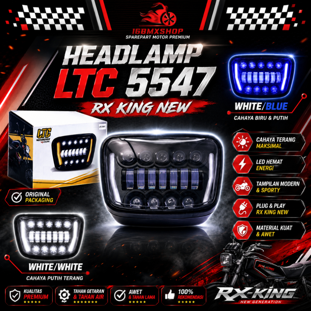 Headlamp LED Lamp Lampu Depan Motor RX KING NEW " LTC " { 5547 }