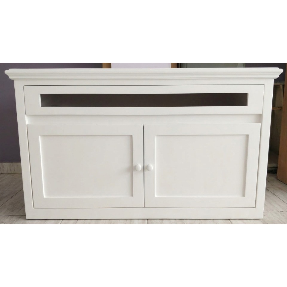Bufet TV Minimalis Klasik / Credenza Putih / Meja Kabinet Plywood HMR Duco