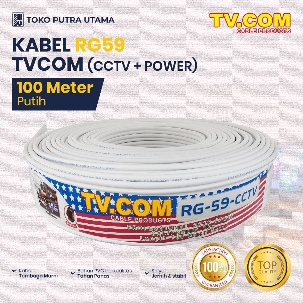 KABEL CCTV 100 METER RG59 + POWER INDOOR & OUTDOOR TVCOM