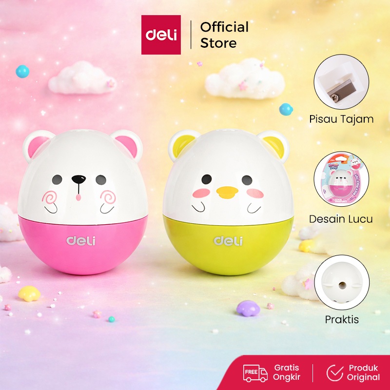 Deli Rautan Pensil Desain Beruang Bulat Lucu E0522