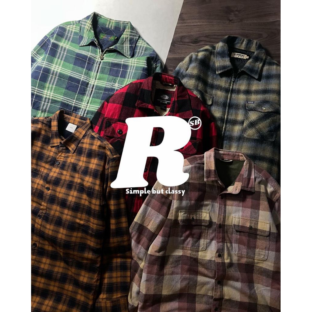 Kemena Lengan Panjang Outer Jacket Flannel Shirt Wool Tebal Sherpa Fleece Unisex