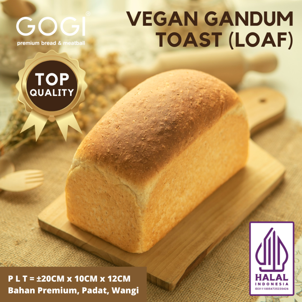 Roti Tawar Vegan Gandum Loaf Wholemeal Vegan Bread Whole Wheat Loaf Bread