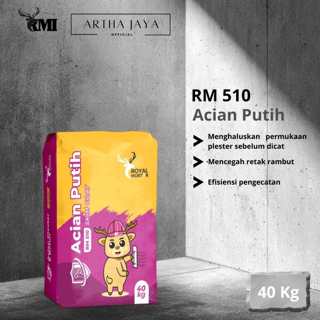 RM 510 | Acian Putih / Skim Coat | Royal Mortar | Semen Instan