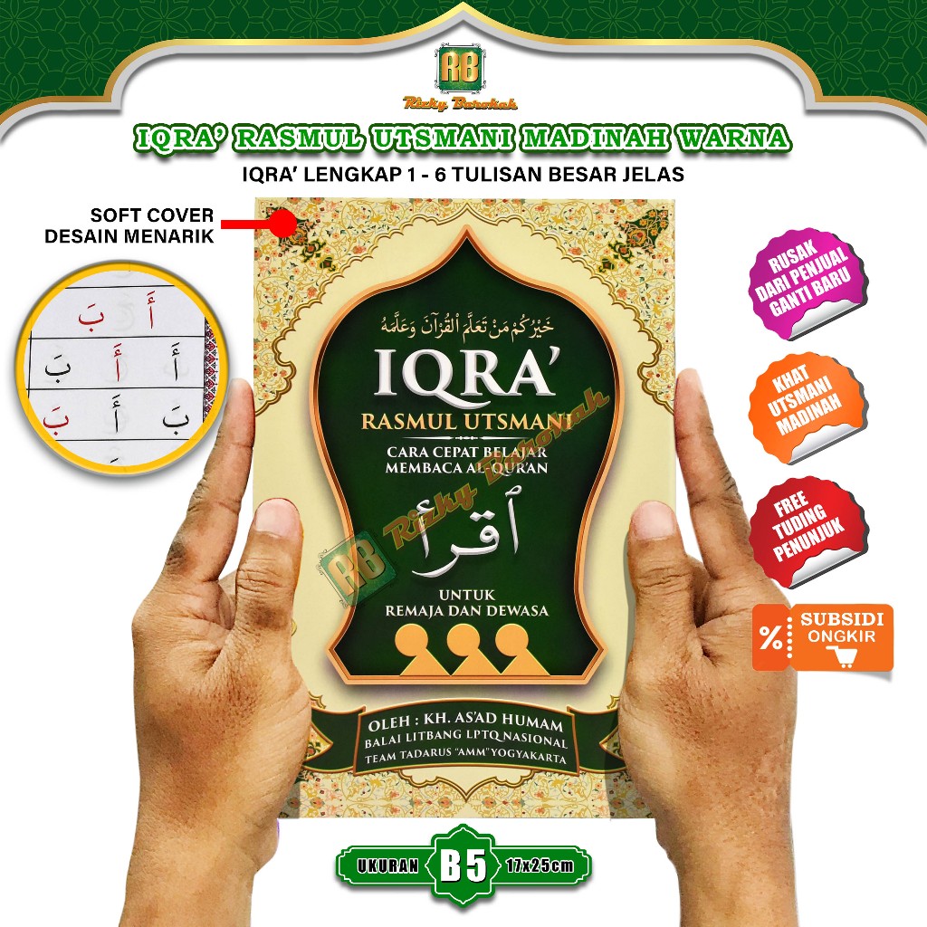 Buku Iqra' Bundel Rasm Utsmani Ukuran B5 Jilid 1-6 Kertas HVS Buku Iqro Untuk Remaja Dan Dewasa
