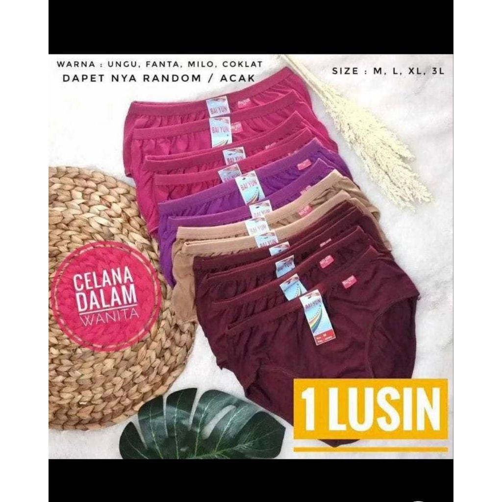 (COD) PROMO 12 PCS CELANA DALEM WANITA KATUN IMPORT/celana dalam wanita murah / Celana dalam wanita 