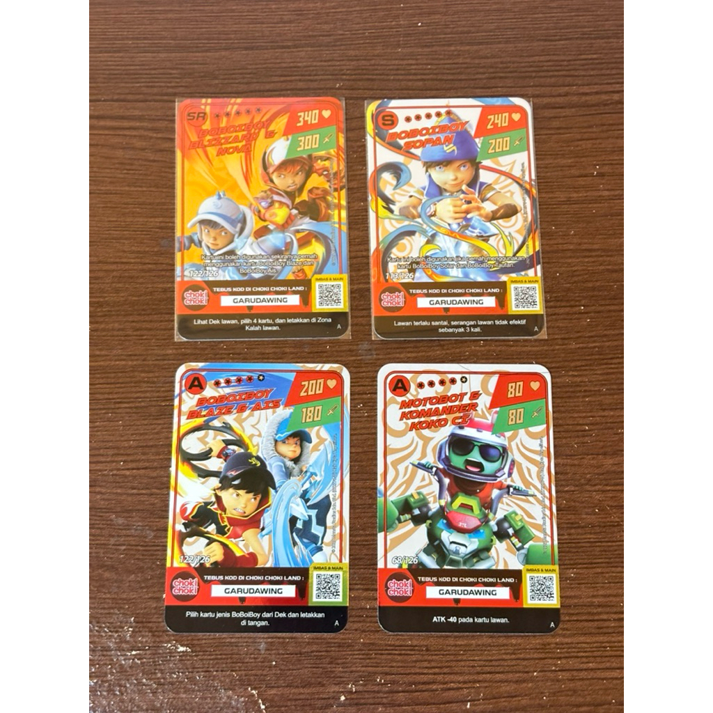 Boboiboy Galaxy Monsta Card Choki Choki SR Blizzard Nova, S, A Murah