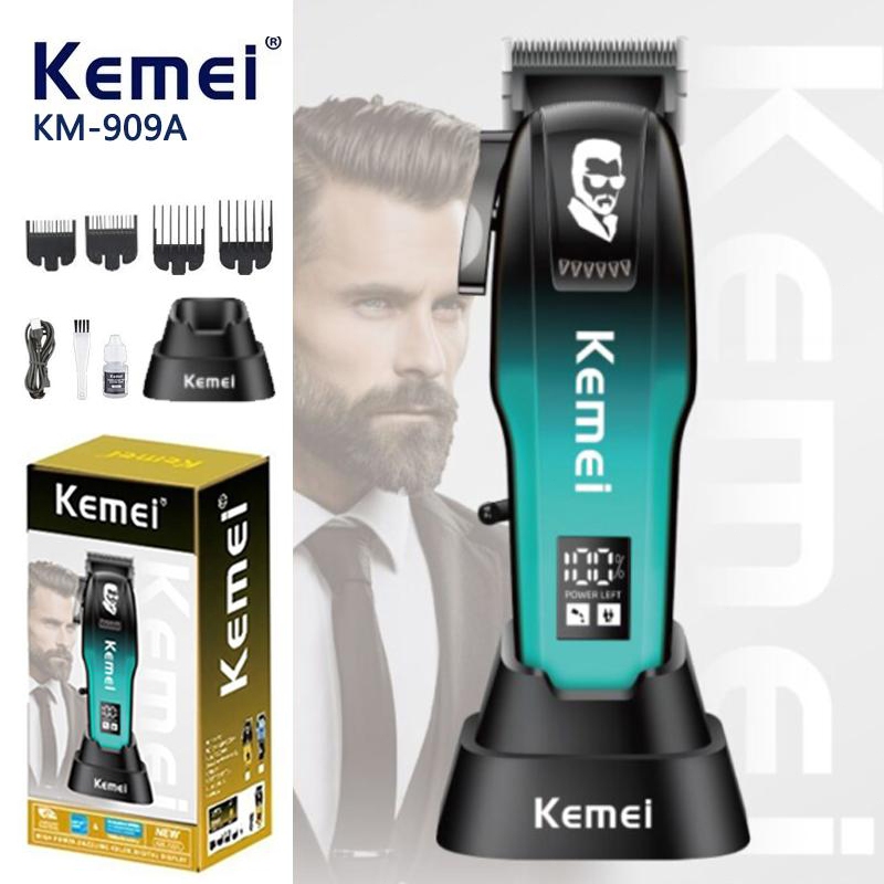 Kemei KM-909A Cukur Alat Cukur Rambut Elektrik KM-909A Mesin Cukur Kumis Jenggot dengan Dermaga Peng