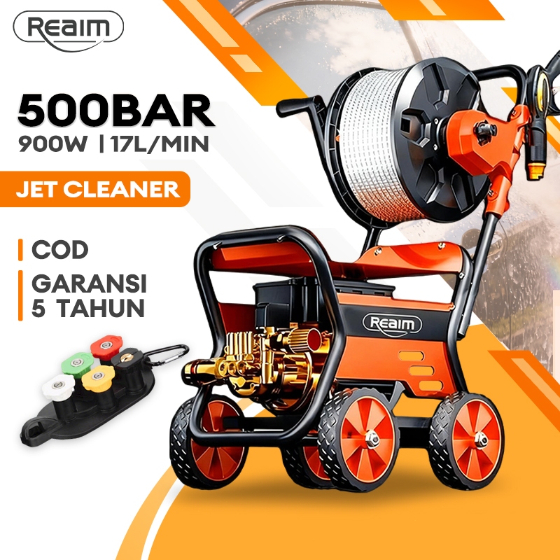 REAIM Jet Cleaner Mesin Cuci Mobil Dengan Nozzle Sprayer Jet Cleaner Mesin Cuci Motor 900W 500BAR