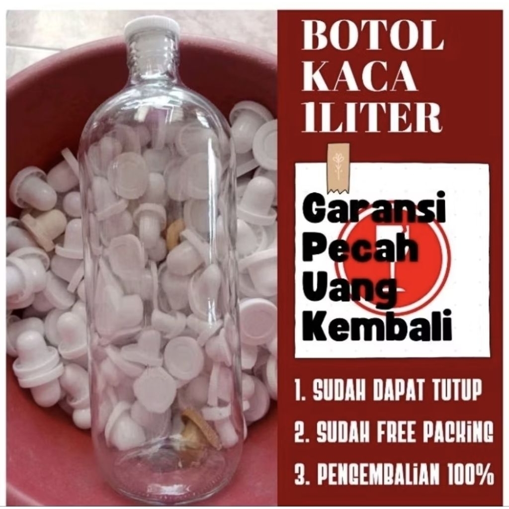 Botol Bensin Kaca 1Liter/Botol Kaca 1Liter