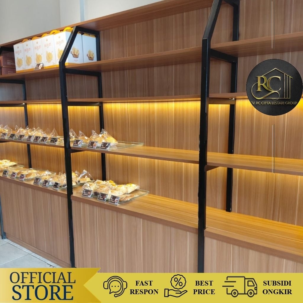 Rak Display Roti Pakai Lampu Furniture Display