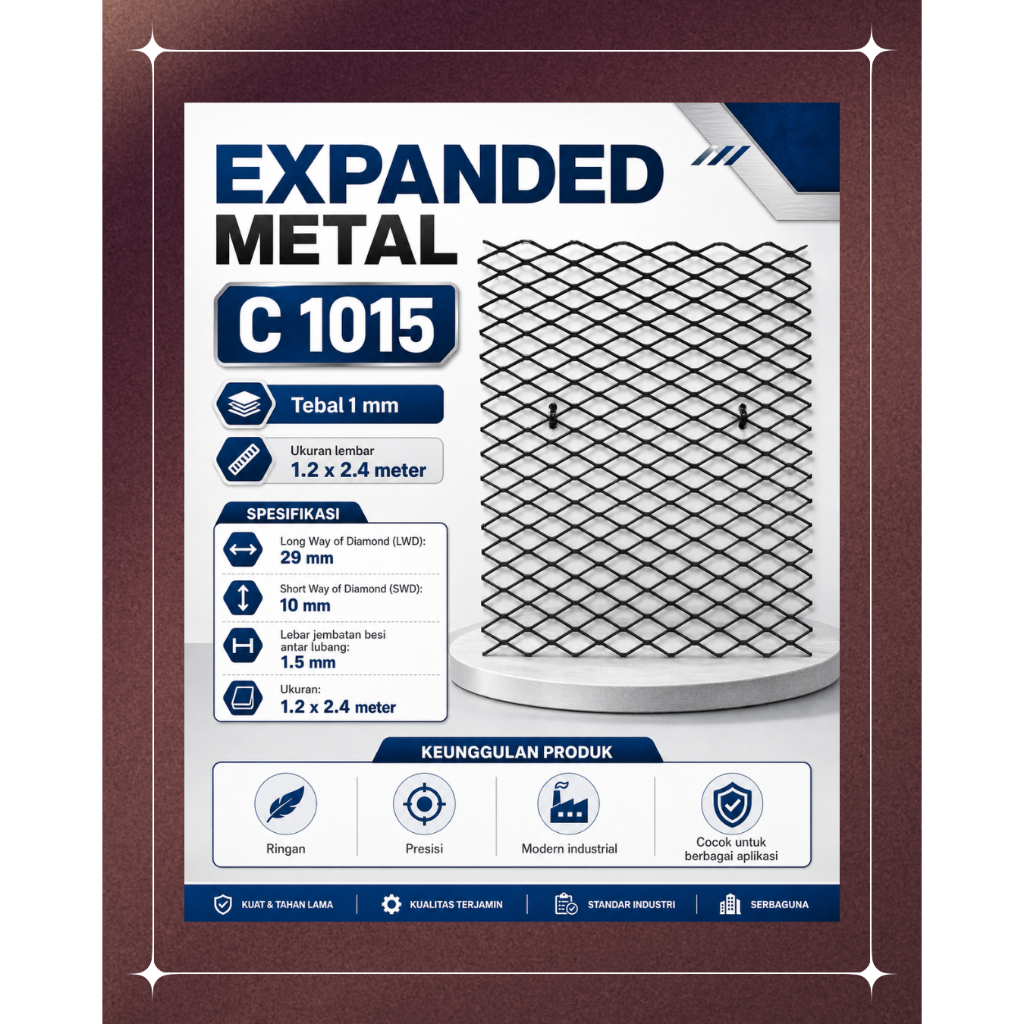 Expanded Metal Type1015 – Plat Expanded Besi Kuat, Ringan & Estetik untuk Pagar, Kandang, Rak & Deko