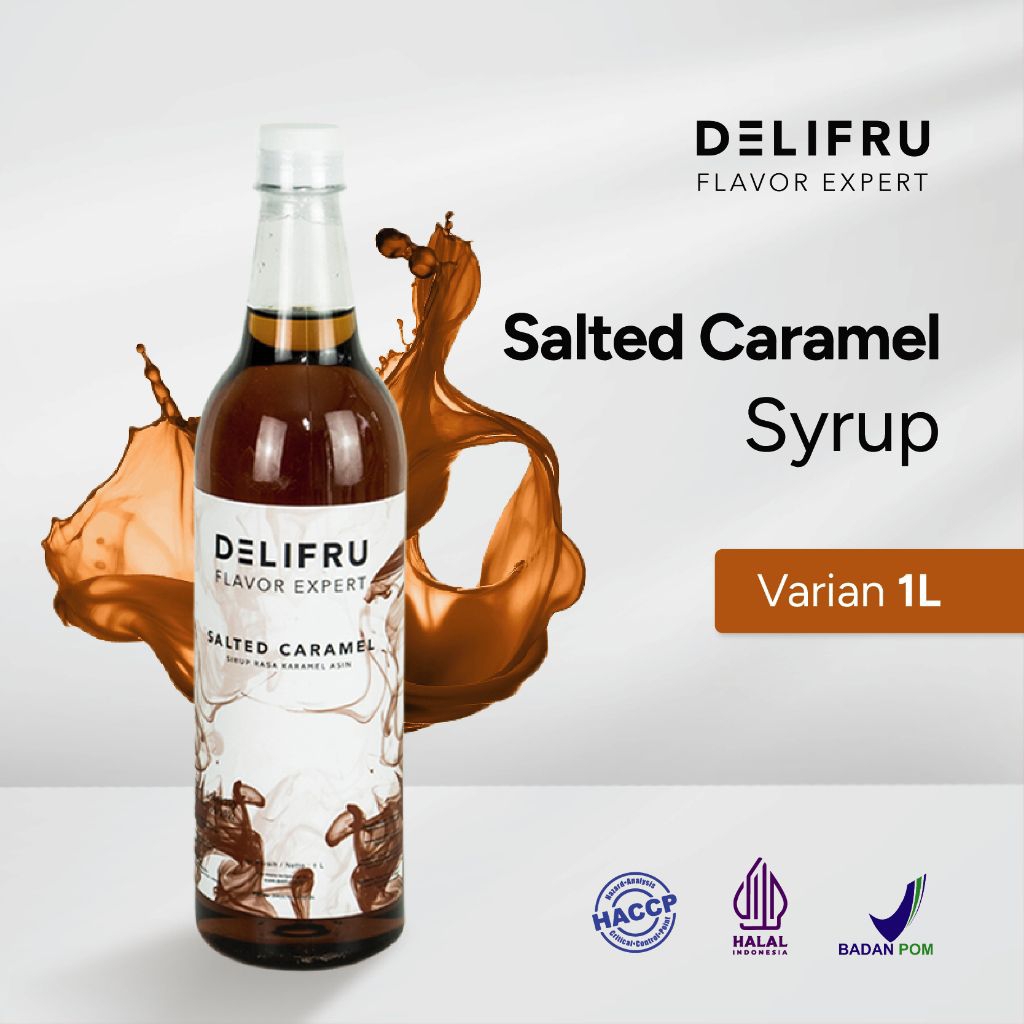 Delifru salted caramel syrup 1Liter - Delifru syrup salted caramel - Sirup minuman salted caramel