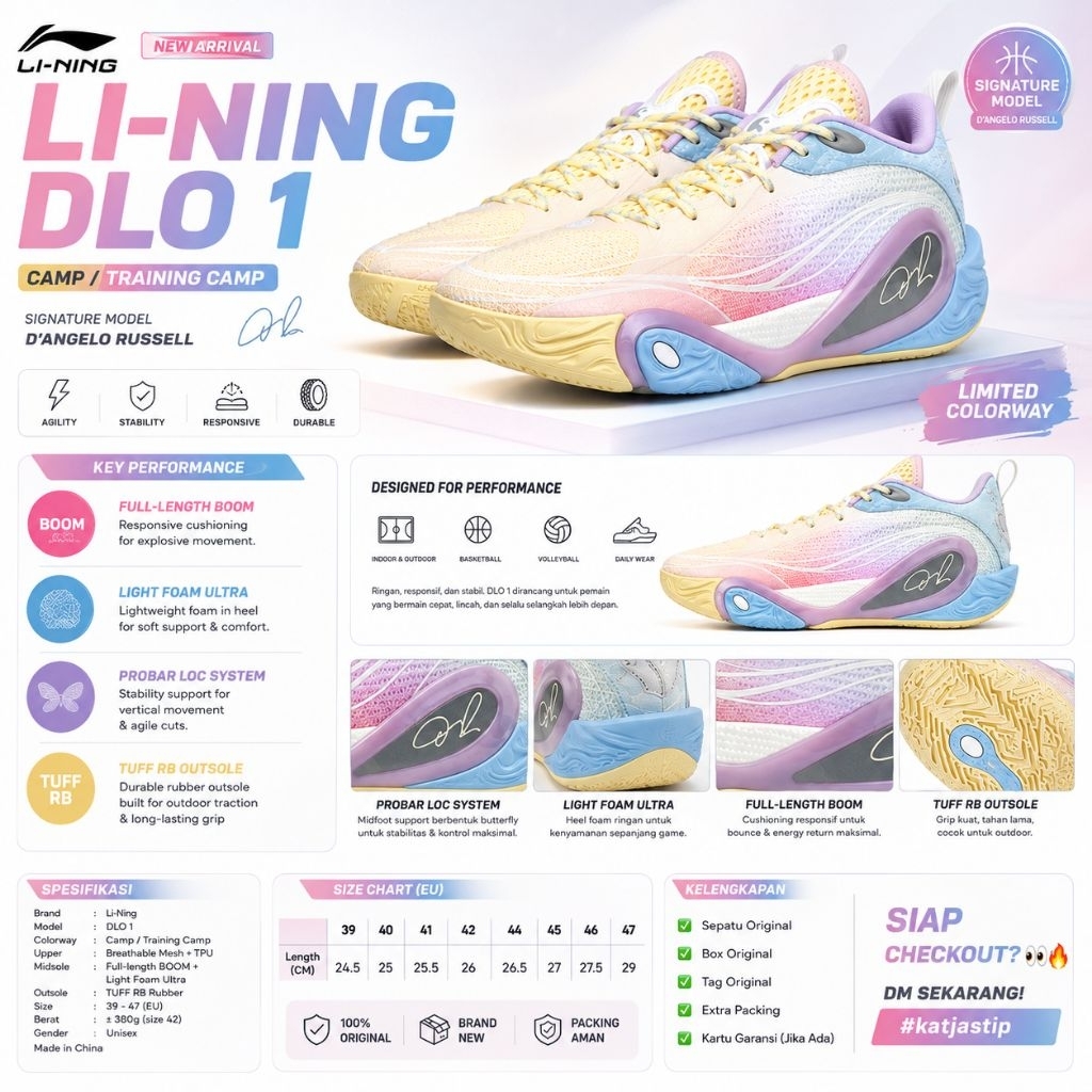 Sepatu basket Lining Dlo 1 Original TRAINING CAMP