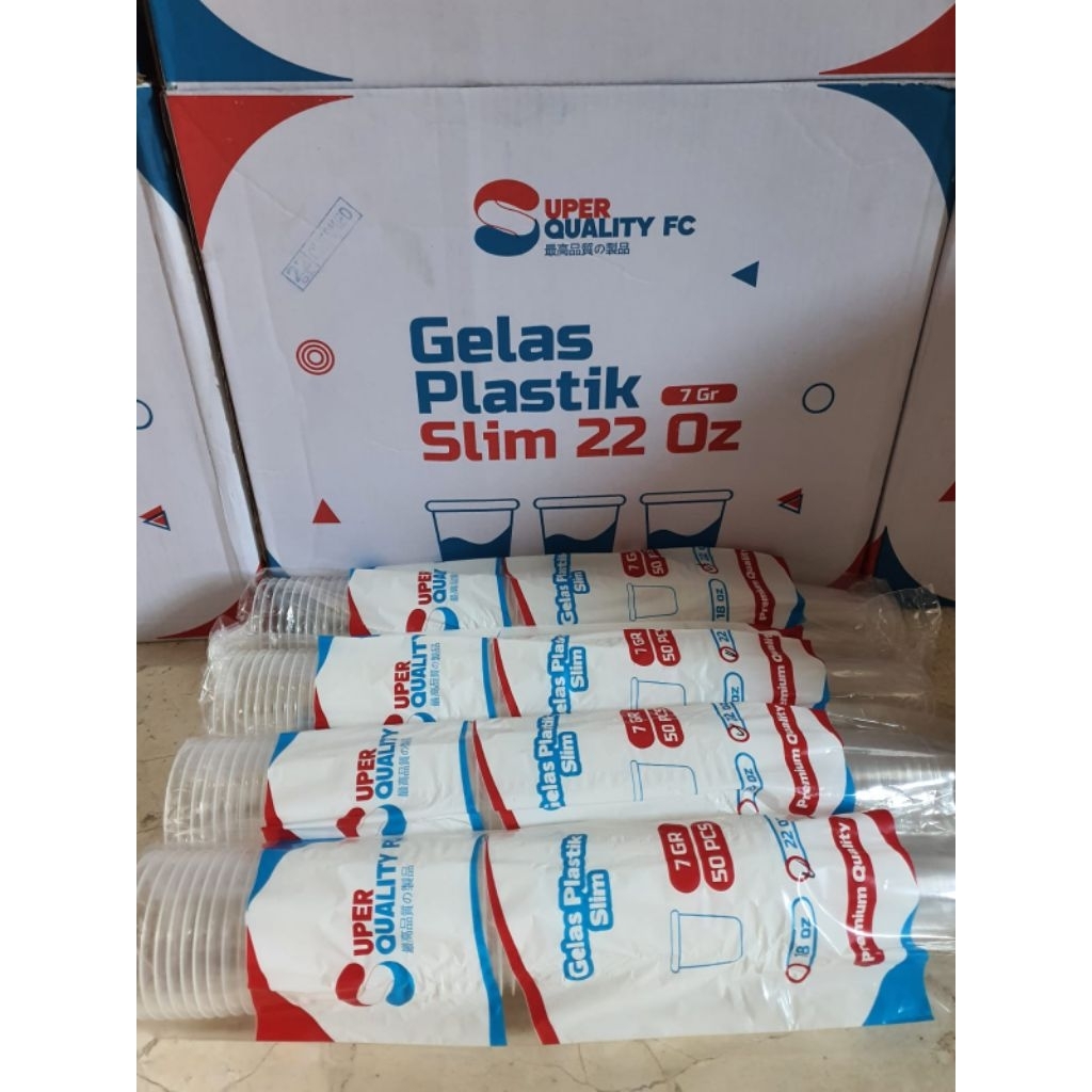 1000 pcs gelas plastik 22oz slim,18oz slim