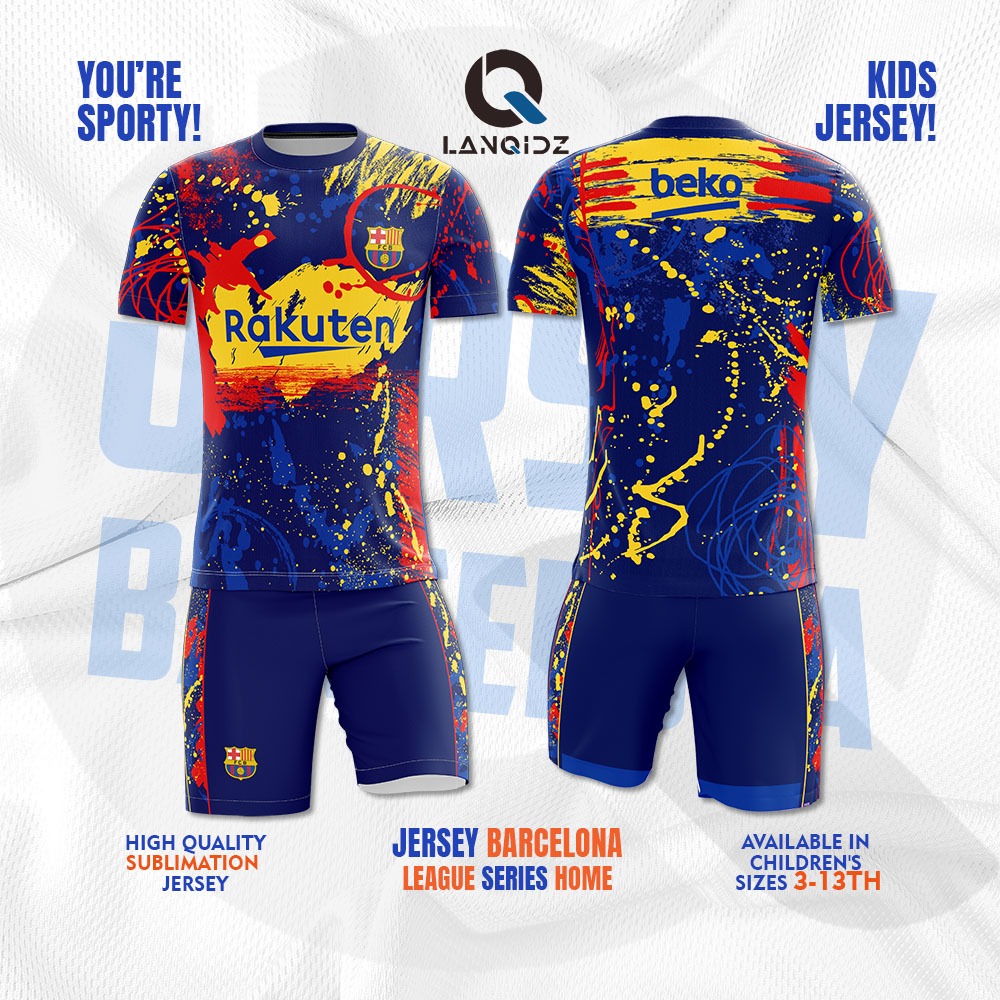JERSEY BOLA BARCLONA | JERSEY BOLA ANAK | BAJU  BOLA ANAK | JERSEY FUTSAL ANAK | LANQIDZ
