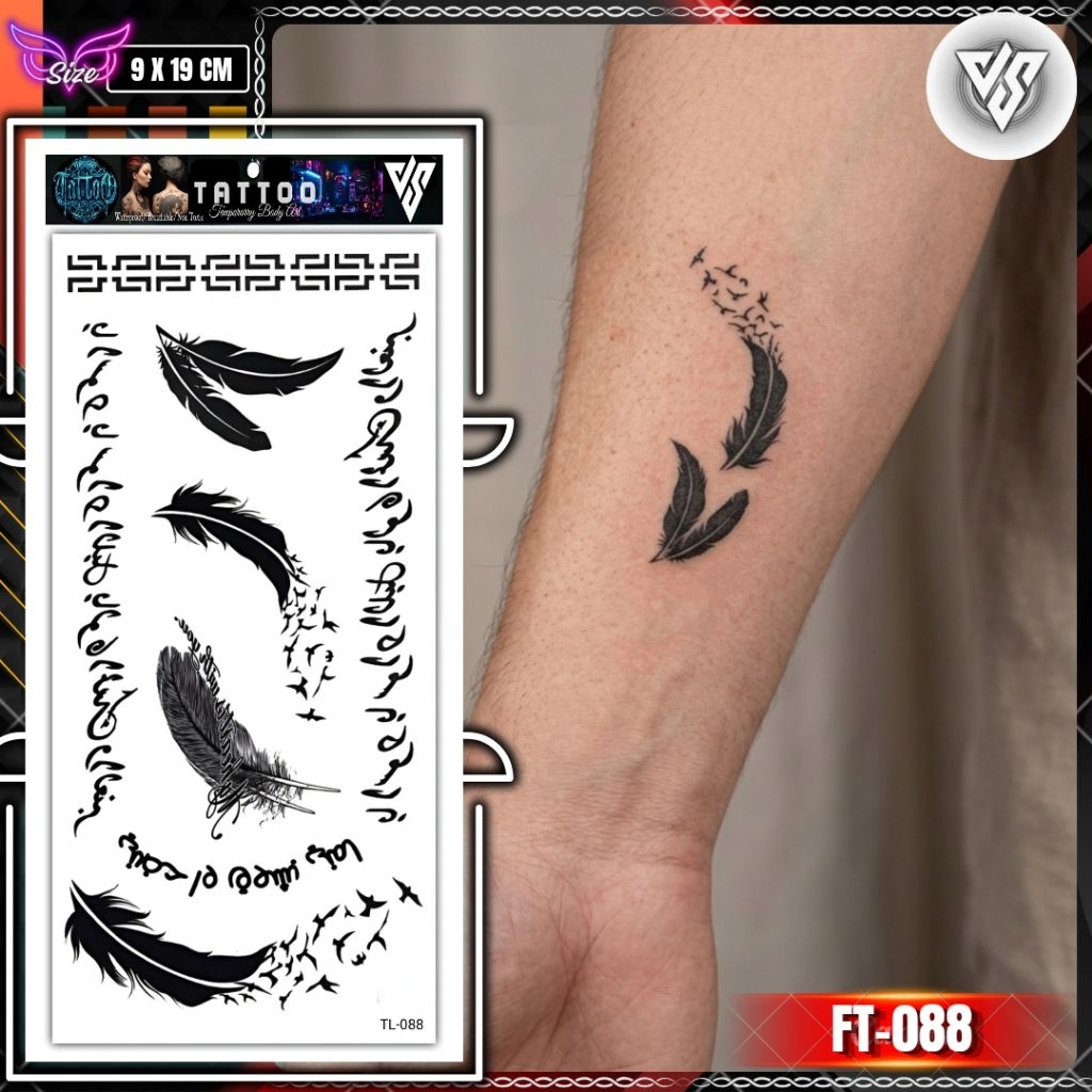 [TL-088] Tato Temporer Temporary Tattoo Motif Bulu bunga