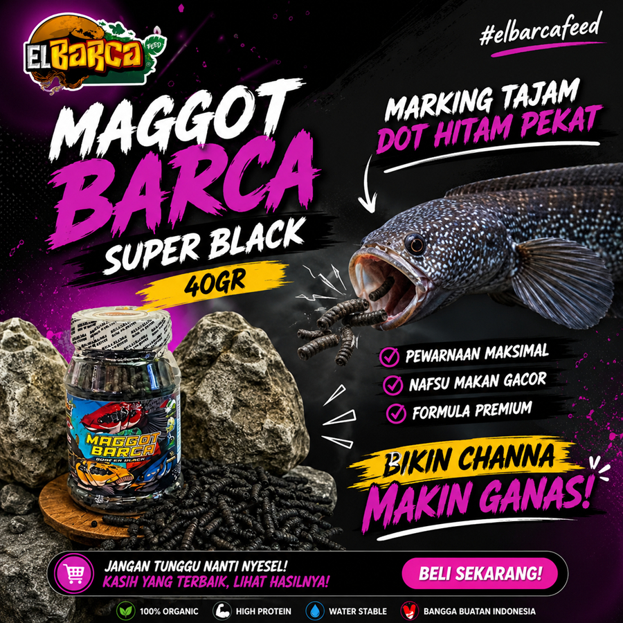 MAGGOT SUPER BLACK Booster bar marking dot tajam Bunga Solid ikan channa predator